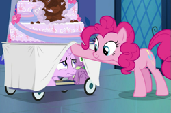 Size: 747x497 | Tagged: safe, imported from derpibooru, screencap, pinkie pie, spike, starlight glimmer, dragon, earth pony, pony, unicorn, cakes for the memories, spoiler:cakes for the memories, spoiler:mlp friendship is forever, cake, cropped, female, food, male, mare, winged spike, wings