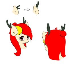 Size: 500x500 | Tagged: safe, artist:jerryenderby, imported from derpibooru, oc, oc:kina hua, dracony, dragon, eastern dragon, hybrid, longma, pony, antlers, bust, china, doodle, dragon antlers, fangs, hair bun, looking at you, sketch, solo