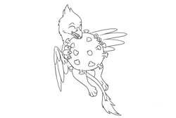 Size: 1851x1234 | Tagged: safe, artist:theandymac, imported from derpibooru, oc, oc only, oc:der, griffon, biting, coronavirus, covid-19, male, micro, microscopic, solo, virus