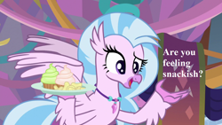 Size: 1280x720 | Tagged: safe, edit, edited screencap, imported from derpibooru, screencap, silverstream, hippogriff, she's all yak, bronybait, cupcake, cute, diastreamies, food, jewelry, necklace, speech