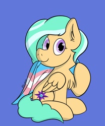 Size: 1500x1800 | Tagged: safe, artist:exobass, imported from derpibooru, oc, oc only, oc:mango foalix, pegasus, pony, commission, cute, pride, pride flag, solo, transgender, transgender pride flag, your character here