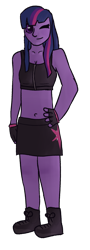 Size: 900x2500 | Tagged: safe, artist:dogythehusky, imported from derpibooru, twilight sparkle, equestria girls, boots, clothes, fingerless gloves, gloves, martial arts kids, martial arts kids outfits, shoes, simple background, skirt, sports bra, transparent background