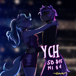 Size: 2400x2400 | Tagged: safe, artist:dovakhiin, imported from derpibooru, anthro, commission, couple, dancing, prom, slow dancing, ych example, your character here