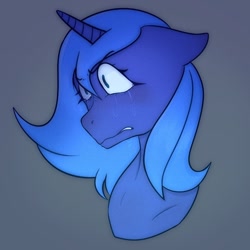 Size: 790x790 | Tagged: safe, artist:cosmicendy, imported from derpibooru, princess luna, alicorn, pony, bust, crying, female, gray background, mare, s1 luna, simple background, solo