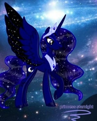 Size: 600x750 | Tagged: safe, artist:princess_starnight, imported from derpibooru, oc, oc only, alicorn, pony, alicorn oc, base used, ethereal mane, ethereal wings, female, galaxy mane, hoof polish, horn, jewelry, mare, peytral, raised hoof, solo, space, tiara, wings