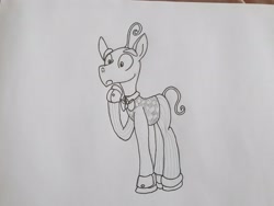 Size: 4032x3024 | Tagged: safe, artist:bigmackintosh, imported from derpibooru, pony, disney, fear, fear (inside out), inside out, male, monochrome, pixar, ponified, solo, stallion, traditional art