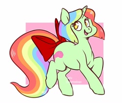 Size: 1200x1015 | Tagged: safe, artist:beantoebean, artist:spetu, imported from derpibooru, oc, oc only, oc:doodle noodle, pony, unicorn, bow, solo, tail bow