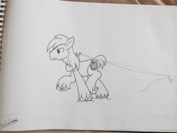 Size: 4032x3024 | Tagged: safe, artist:bigmackintosh, imported from derpibooru, big macintosh, pony, male, monochrome, plough, sketch, solo, stallion, sweet apple acres, traditional art