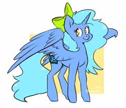 Size: 1200x1030 | Tagged: safe, artist:beantoebean, artist:spetu, imported from derpibooru, oc, oc only, alicorn, pony, alicorn oc, bow, horn, solo, wings