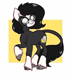 Size: 1200x1232 | Tagged: safe, artist:beantoebean, artist:spetu, imported from derpibooru, oc, oc only, oc:tuna, earth pony, pony, glasses, leonine tail, solo