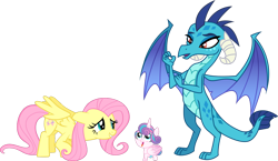 Size: 900x521 | Tagged: safe, artist:404compliant, artist:davidsfire, artist:koolfrood, artist:ninjashadow-x, imported from derpibooru, fluttershy, princess ember, princess flurry heart, dragon, pony, simple background, transparent background, vector