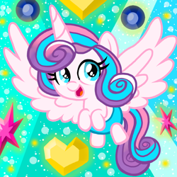 Size: 800x800 | Tagged: safe, artist:katya, edit, imported from derpibooru, princess flurry heart, pony, baby, baby pony, crystal, cute, diaper, flurrybetes, glow, glowing, levitation, magic, telekinesis