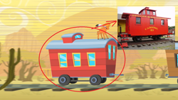 Size: 1280x720 | Tagged: safe, artist:conrail15, edit, edited screencap, imported from derpibooru, screencap, little strongheart, buffalo, over a barrel, caboose car, comparison, ms paint, photo, railroad, real life background, train car