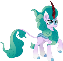 Size: 1500x1465 | Tagged: safe, artist:cloudy glow, artist:cloudyglow, imported from derpibooru, mistmane, kirin, series:creature-verse, cute, female, kirin-ified, mistabetes, raised hoof, simple background, solo, species swap, transparent background