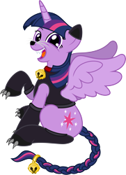 Size: 7232x10000 | Tagged: safe, artist:kysss90, artist:salemcat, imported from derpibooru, twilight sparkle, alicorn, cat, pony, bell, bell collar, braided tail, claws, clothes, collar, costume, cute, fangs, female, mare, nightmare night, open mouth, show accurate, simple background, sitting, smiling, solo, transparent background, twiabetes, twilight cat, twilight sparkle (alicorn), vector, whiskers