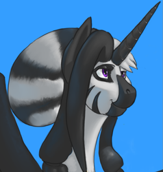 Size: 819x862 | Tagged: safe, artist:daynightcycle, imported from derpibooru, oc, alicorn, zebra, zebra alicorn, bust, female, mare, portrait, zebra oc, zebracon oc