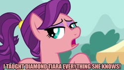 Size: 1280x720 | Tagged: safe, anonymous editor, edit, edited screencap, editor:jaredking203, imported from derpibooru, screencap, spoiled rich, earth pony, pony, where the apple lies, caption, eyeshadow, female, image macro, implied diamond tiara, makeup, mare, meme, solo, spoiled milk, text, younger