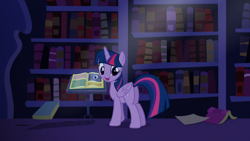 Size: 1920x1080 | Tagged: safe, imported from derpibooru, screencap, twilight sparkle, alicorn, pony, amending fences, book, bookshelf, predictions and prophecies, twilight sparkle (alicorn), twilight's canterlot home