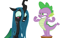 Size: 1127x697 | Tagged: safe, edit, imported from derpibooru, vector edit, queen chrysalis, spike, changeling, changeling queen, dragon, pony, adorkable, anxious, aroused, baby, baby dragon, badass, badass adorable, blushing, changeling x dragon, chryspike, cute, cutealis, defeated, dork, dorkalis, duo, excited, faic, female, fetish, flexing, former queen chrysalis, giggling, good end, grin, gritted teeth, happy, horny, humor, interspecies, looking good spike, male, mare, muscles, pervert, pleasure, reformed, shipping, shrunken pupils, silly, silly pony, simple background, size difference, smiling, squee, stool, straight, stupid sexy spike, sweat, thirsty, vector, when she smiles, white background, wide eyes