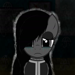 Size: 1750x1746 | Tagged: safe, artist:zethbsoul, imported from derpibooru, oc, oc:yvonne redfeather, alicorn, pony, black mane, depressed, sad