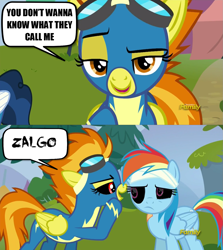 Size: 1279x1436 | Tagged: safe, edit, edited screencap, imported from derpibooru, screencap, high winds, rainbow dash, spitfire, newbie dash, season 6, creepypasta, dreamy rainbow, exploitable meme, meme, spitfire's nickname, zalgo