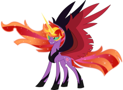 Size: 4113x3011 | Tagged: safe, artist:digimonlover101, artist:shootingstarsentry, imported from derpibooru, sunset shimmer, twilight sparkle, alicorn, pony, equestria girls, cutie mark, female, fusion, mane of fire, mare, midnight sparkle, midnightsatan, simple background, sunset satan, transparent background