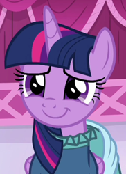 Size: 277x381 | Tagged: safe, imported from derpibooru, screencap, twilight sparkle, alicorn, pony, a-dressing memories, spoiler:a-dressing memories, spoiler:mlp friendship is forever, adorkable, beautiful, clothes, coronation dress, cropped, cute, dork, dress, female, mare, smiling, solo, twiabetes, twilight sparkle (alicorn)