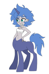 Size: 479x718 | Tagged: safe, artist:unoriginai, imported from derpibooru, oc, oc only, centaur, human, pony, cigarette, crossover, crossover ship offspring, drool, female, implied human on pony action, implied interspecies, male, offspring, parent:princess luna, parent:rick sanchez, rick and morty, simple background, solo