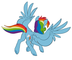 Size: 821x690 | Tagged: safe, artist:saphi-boo, imported from derpibooru, rainbow dash, pegasus, pony, butt, female, mare, plot, rainbutt dash, rear view, simple background, solo, spread wings, underhoof, white background, wings