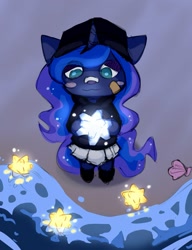 Size: 1227x1596 | Tagged: safe, artist:nekosnicker, imported from derpibooru, princess luna, anthro, animal crossing, animal crossing: new horizons, beach, female, ocean, solo