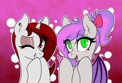 Size: 3450x2350 | Tagged: safe, artist:niggerdrawfag, imported from derpibooru, oc, oc:windseeker, bat pony, pony, unicorn, bat pony oc, bat wings, blushing, commission, female, horn, looking at you, mare, wings