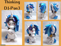 Size: 1024x768 | Tagged: safe, artist:cadmiumcrab, imported from derpibooru, dj pon-3, vinyl scratch, pony, unicorn, clay, craft, cute, red eyes, sculpture, sitting, thinking