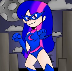 Size: 1024x1017 | Tagged: safe, artist:aisforalyssag, imported from derpibooru, twilight sparkle, human, boots, clothes, humanized, leotard, magic gaia, shoes, superhero, thigh boots