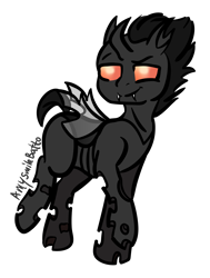 Size: 4167x5525 | Tagged: safe, artist:binary6, imported from derpibooru, oc, oc only, oc:nix, changeling, changeling oc, digital art, fangs, male, signature, simple background, smiling, smirk, solo, transparent background, white changeling, wings