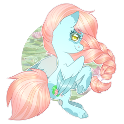 Size: 1024x1024 | Tagged: safe, artist:sadelinav, imported from derpibooru, oc, oc only, oc:waterlily, pegasus, pony, braid, chibi, female, mare, simple background, solo, transparent background, two toned wings, wings