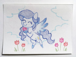 Size: 1500x1125 | Tagged: safe, artist:dawnfire, imported from derpibooru, oc, oc only, pegasus, pony, flower, solo, traditional art