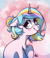 Size: 673x785 | Tagged: safe, artist:anticular, imported from derpibooru, oc, oc only, oc:oofy colorful, pony, unicorn, :p, solo, tongue out