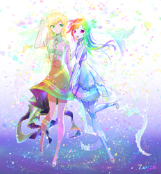 Size: 4856x5226 | Tagged: safe, artist:bronyazaych, imported from derpibooru, applejack, rainbow dash, equestria girls, anime, appledash, cute, dashabetes, female, jackabetes, lesbian, shipping