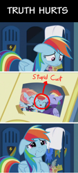 Size: 844x1868 | Tagged: safe, edit, edited screencap, imported from derpibooru, screencap, bow hothoof, rainbow dash, windy whistles, pegasus, pony, parental glideance, abuse, background pony strikes again, crying, cunt, dashabuse, female, filly, male, mare, op is a duck, op is trying to start shit, op isn't even trying anymore, sad, stallion, vulgar