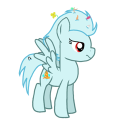 Size: 768x768 | Tagged: safe, artist:crystal wishes, imported from derpibooru, oc, oc only, oc:windy breeze, pegasus, pony, feather, female, flower, implied spitfire, mare, messy mane, paper clip, pegasus oc, scowl, shards, simple background, solo, transparent background, twig, wings