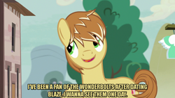 Size: 1280x720 | Tagged: safe, edit, edited screencap, editor:jaredking203, imported from derpibooru, screencap, feather bangs, earth pony, pony, hard to say anything, caption, image macro, male, meme, stallion, text