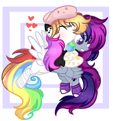 Size: 1291x1384 | Tagged: safe, artist:2pandita, imported from derpibooru, oc, oc only, pegasus, pony, clothes, female, hug, mare, shirt