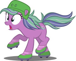 Size: 2153x1741 | Tagged: safe, artist:tsabak, imported from derpibooru, scooter sprite, earth pony, pony, cap, female, g3, g3 to g4, g4, generation leap, hat, simple background, skates, solo, transparent background