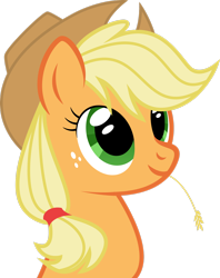 Size: 2180x2752 | Tagged: safe, artist:foxtail8000, imported from derpibooru, applejack, earth pony, pony, .svg available, applejack's hat, bust, cowboy hat, cute, female, freckles, hat, inkscape, jackabetes, mare, ponyscape, simple background, smiling, solo, straw in mouth, transparent background, vector