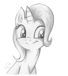 Size: 2103x2346 | Tagged: safe, artist:fladdrarblyg, artist:flutterstormreturns, imported from derpibooru, trixie, pony, unicorn, black and white, cute, diatrixes, female, grayscale, mare, monochrome, pencil drawing, sitting, smiling, solo, traditional art