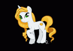 Size: 2560x1800 | Tagged: safe, artist:candysnow-09, imported from derpibooru, oc, oc:golden apple, pony, unicorn, black background, female, mare, offspring, parent:braeburn, parent:rarity, parents:rariburn, simple background