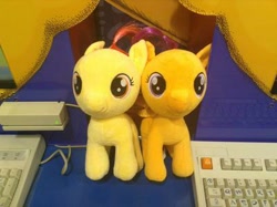 Size: 400x299 | Tagged: safe, artist:matthewbro1, imported from derpibooru, apple bloom, scootaloo, earth pony, pegasus, pony, build-a-bear, female, irl, photo, plushie