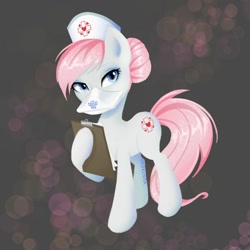 Size: 1024x1024 | Tagged: safe, artist:yuntaoxd, imported from derpibooru, nurse redheart, earth pony, pony, clipboard, female, mare, n99, ppe, respirator, solo