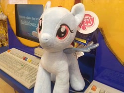 Size: 400x299 | Tagged: safe, artist:matthewbro1, imported from derpibooru, rainbow dash, pegasus, pony, build-a-bear, female, flying, photo, plushie, solo