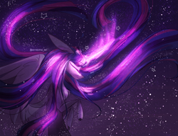 Size: 2465x1896 | Tagged: safe, artist:iheyyasyfox, imported from derpibooru, twilight sparkle, alicorn, pony, female, magic, night, solo, stars, twilight sparkle (alicorn)